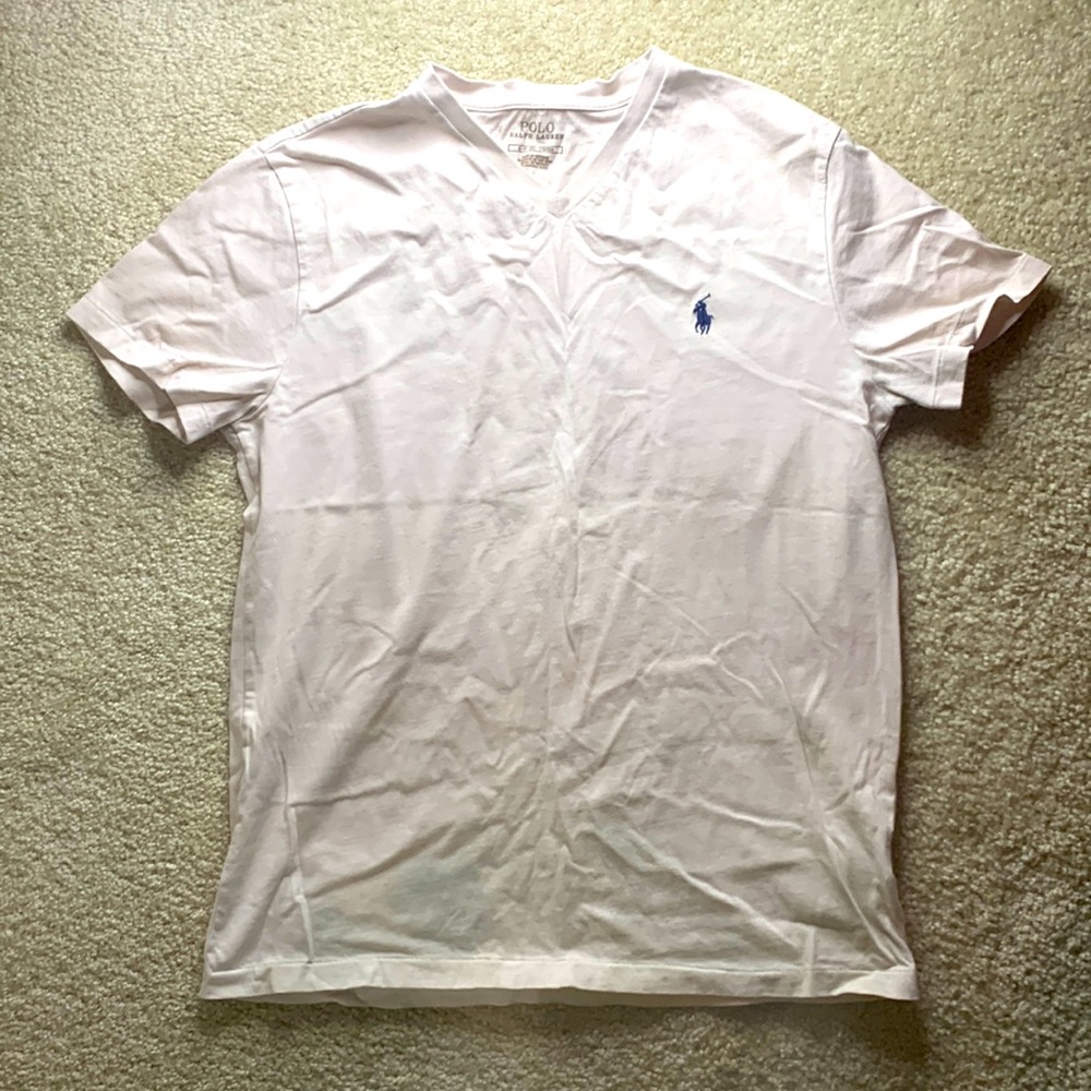 Men’s Small Oat color  Ralph Lauren Short Sleeve V-cut Polo Tee